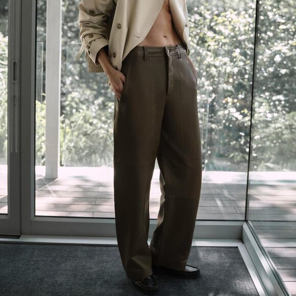 ZARA STRAIGHT LEATHER PANTS ZW COLLECTION LIMITED EDITION - Picture 3 of 5